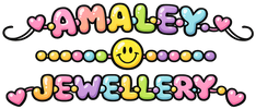Colorful 'Amaley Jewellery' logo with a smiley face on a white background